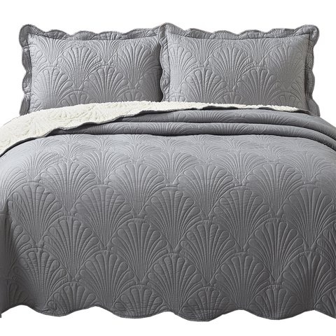 Mallorca - Quilt Sherpa Paris Liso Gris 1,5 Plazas