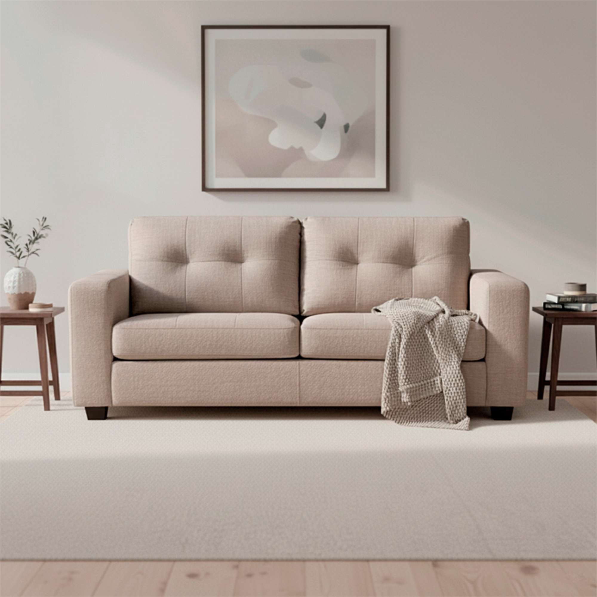 Sofá Mira 3 Cuerpos Tela Beige 189x91x83Cm