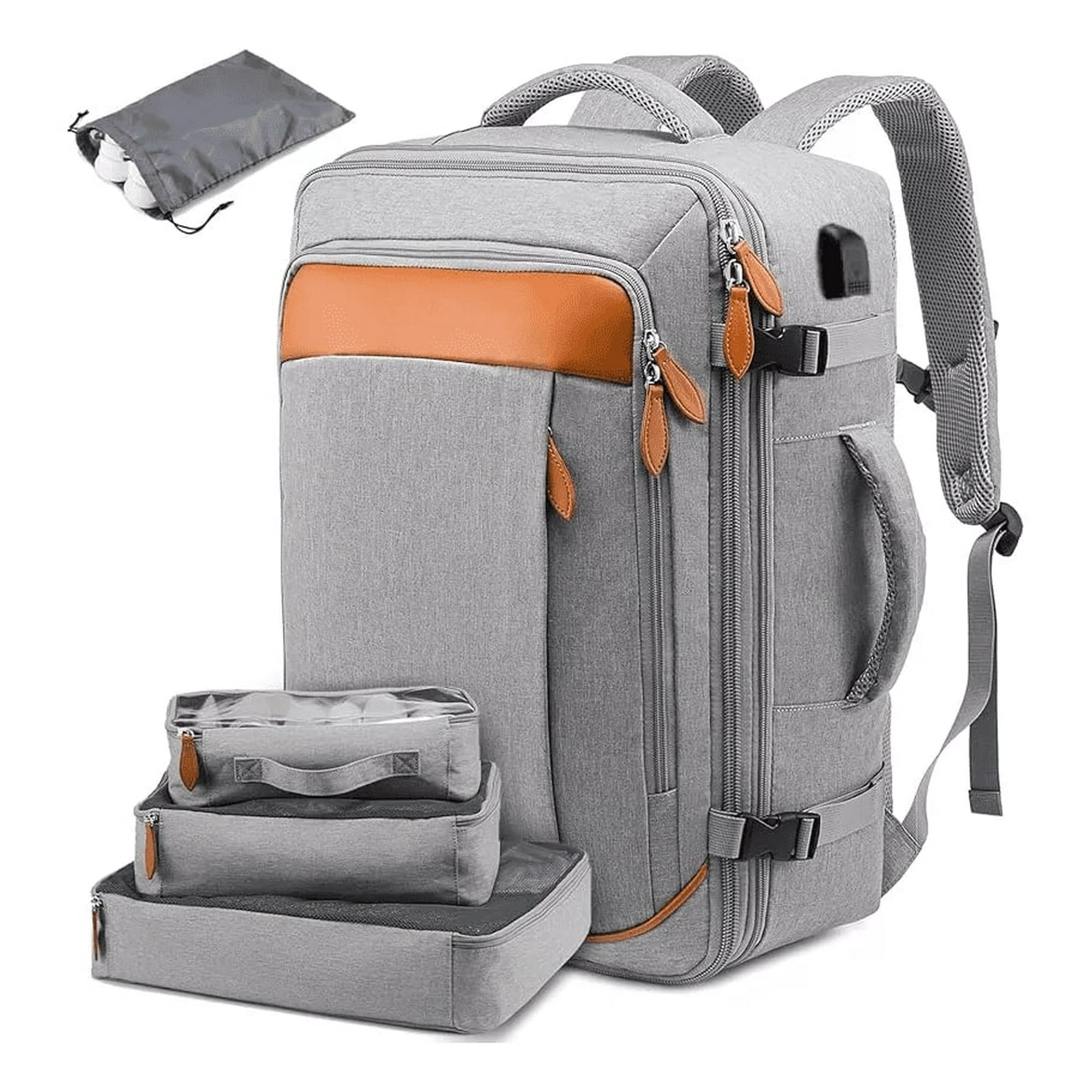 Mochila De Viaje Impermeable Y Antirrobo Grande Espacio Con Puerto Usb Gris