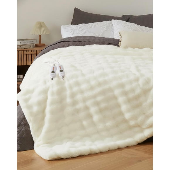 Manta térmica GarveeHome, tamaño king, piel sintética, color blanco, 350 g/m²