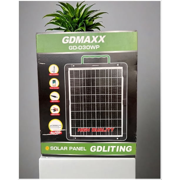 Panel Solar Portátil 30W 18V Adaptador de carga Múltiple Cable USB para oficina