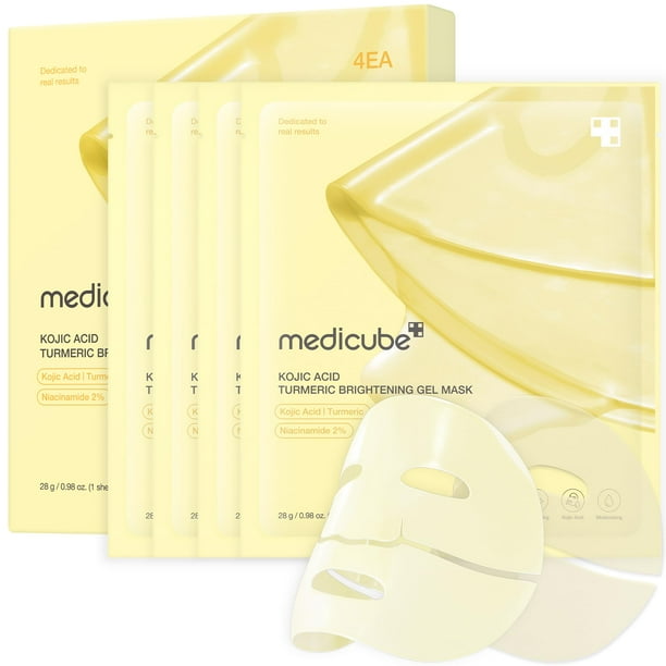 Mascarilla facial de noche medicube, ácido kójico y cúrcuma, 112 ml x 4