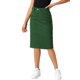 thumbnail image 1 of INSPIRE CHIC Falda de Mezclilla de Cintura Alta para Mujer, Falda de Jean hasta la Rodilla con Dobladillo Deshilachado y Bolsillos Verde S, 1 of 6