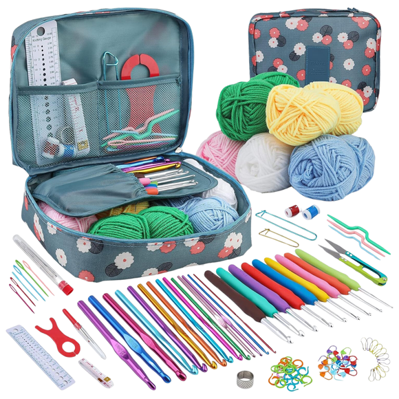 Set Estuche Crochet Silicona Tejidos Palillos Para Tejer