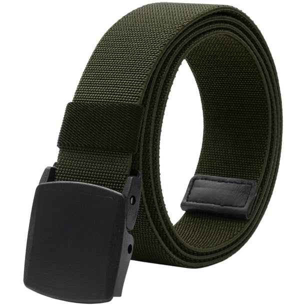 Cinturones elásticos para hombre con hebilla de plástico sin metal para trabajo y deportes, 130cm, Verde Militar