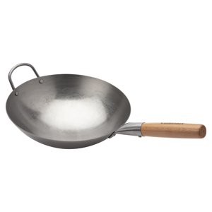 Wok Cuisinart, Acero Al Carbono, Martillado, 30 Cm, Con Mango De Madera