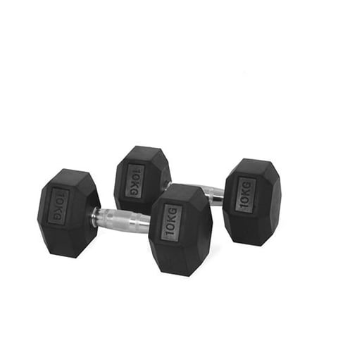 Basko Fitness - Mancuernas Hexagonales De Caucho Par 10 Kg