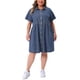 thumbnail image 5 of Agnes Orinda Conjuntos de Halloween Vestidos de Mezclilla para Mujer Tallas Grandes Estilo Babydoll Escolar Universitario con Botones, Cuello con Solapa, Mangas Cortas, Casual con Bolsillos 4X, 5 of 8