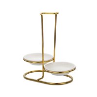 Magideal - Soporte Para Cuchara, Soporte Vertical Para Cucharón, Ayudante De Cocina, Batidor, Espumadera, Soporte Para Cucharón De Sopa Para Cocina, Restaurante, Blanco Redondo Doble
