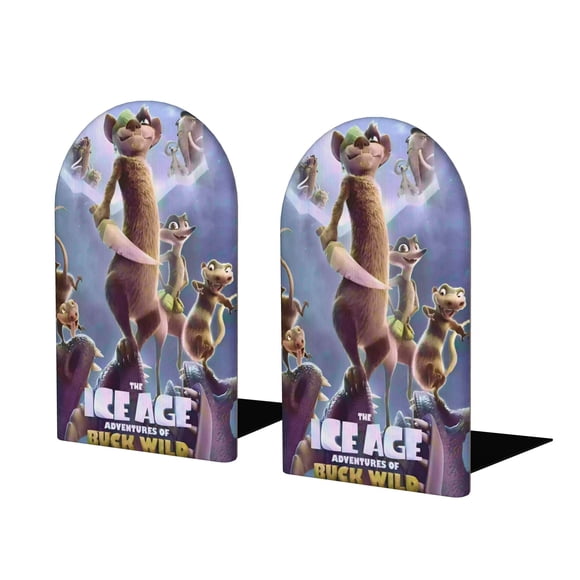 La Era de Hielo Sujetalibros decorativos temáticos, tope para estantería con base antideslizante, uso dual para hogar y oficina - 2 piezas