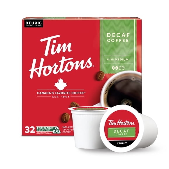 Cápsulas de café descafeinado Tim Hortons, tostado medio, 32 K-cups