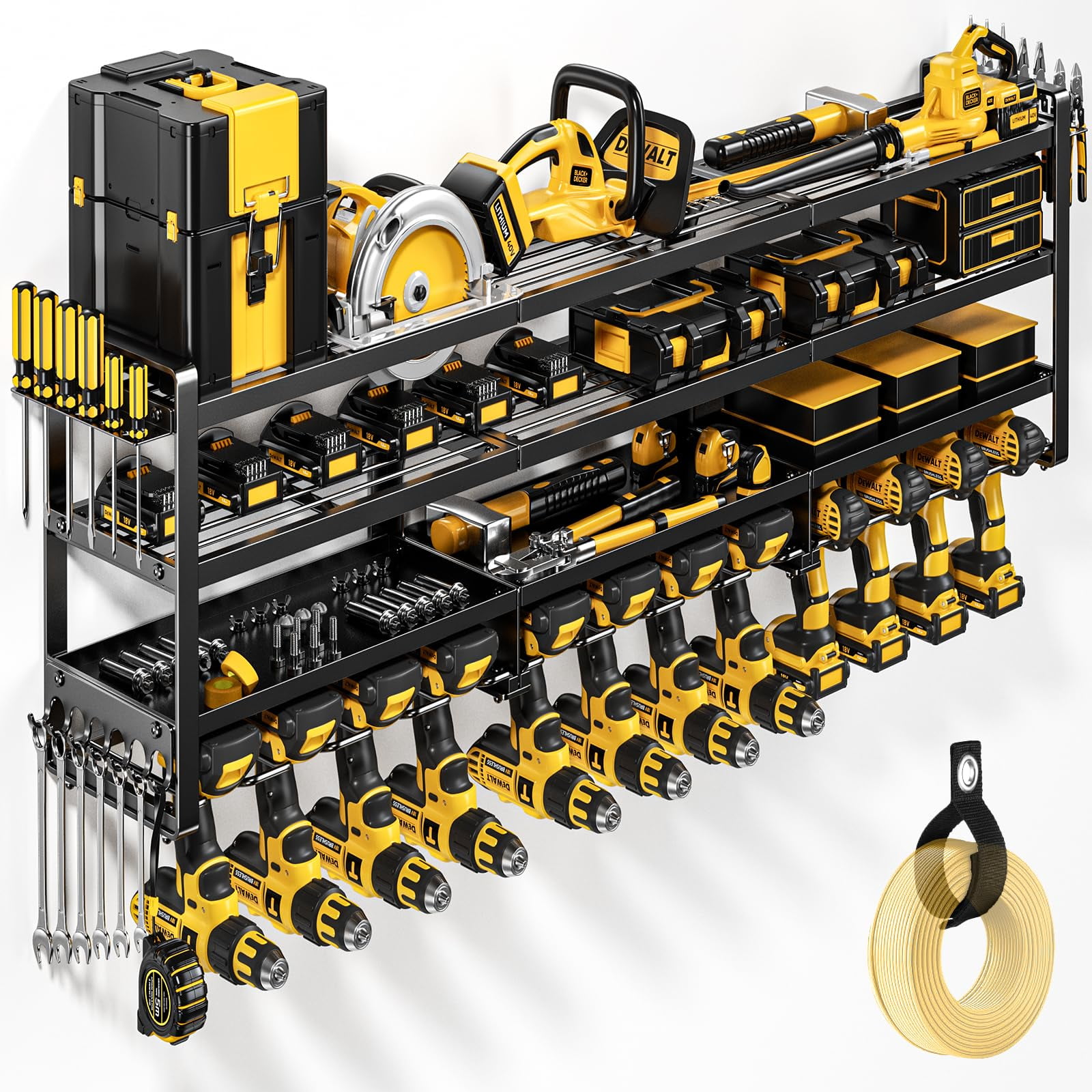 Pokipo - Organizador De Herramientas Eléctricas De 124 Cm Para Montaje En Pared 4 Niveles Soporta 272 Kg