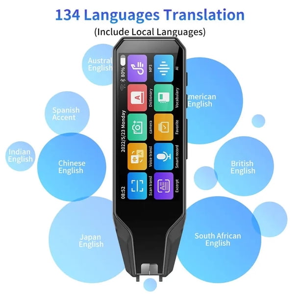 Lápiz Traductor Portátil Inteligente 134 Idiomas. Funciona como Escáner y Traductor en línea y sin conexión para uso diario