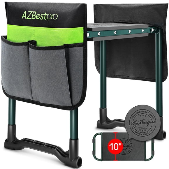Rodillera y asiento de jardín AZBestpro plegable de 25 cm con 2 bolsas para herramientas