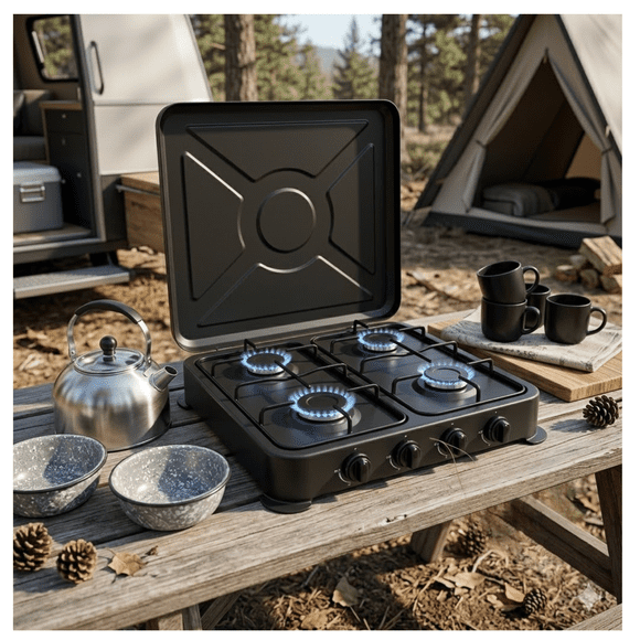 Cocinilla A Gas 4 Platos Con Tapa Protectora Hogar/camping