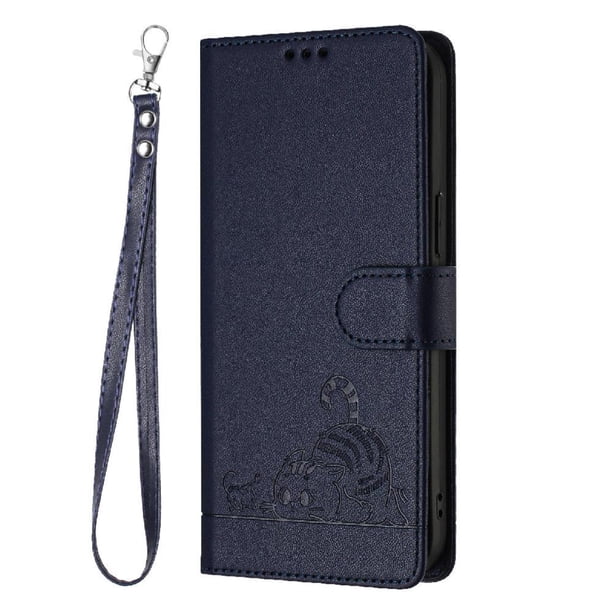 Funda tipo cartera FOXDOCK para T-Mobile Revvl 6 Pro 5G con soporte, ranuras, RFID, diseño de gato