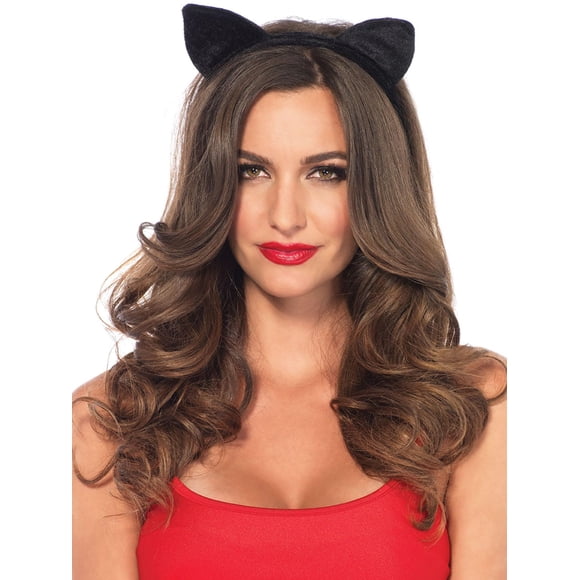 Costume Leg Avenue con orejas de gato negras de terciopelo para mujer