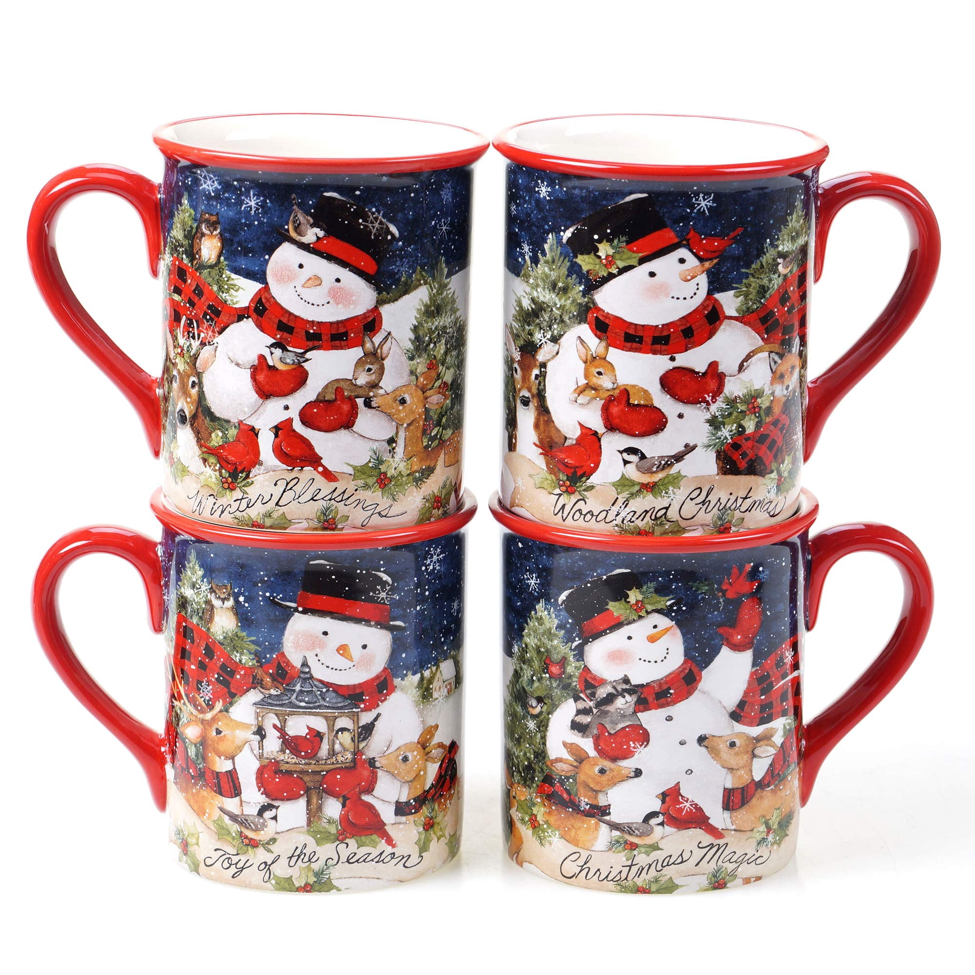 Certified International - Set De 4 Tazas Navideñas De 473 Ml Con Muñeco De Nieve