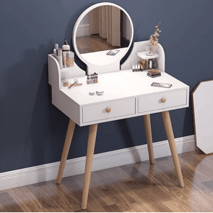 Todostore - Mesa De Noche Maquillador Peinadora Con 2 Cajones Y Espejo