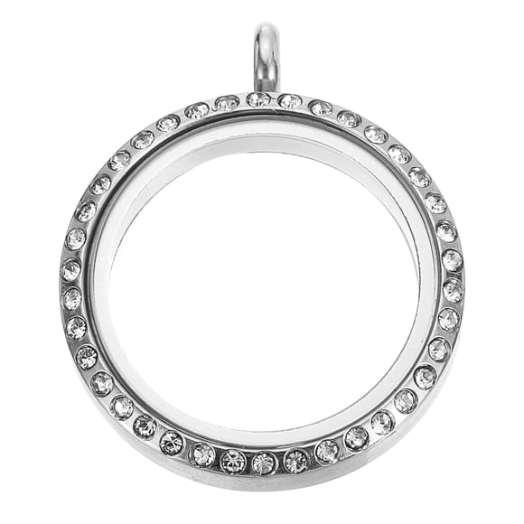 Medallón de Memoria Flotante Vivo, Medallón de Vidrio Redondo de Acero Inoxidable de 22mm, Plata