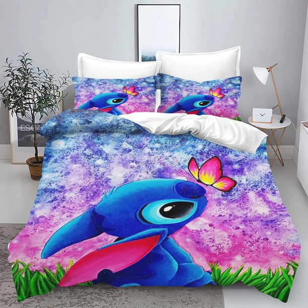 kids,Stitch Bedding Set,Cute Duvet Cover Pillowcases Stitch/Angel Gifts for boys and girls Bed Sheets