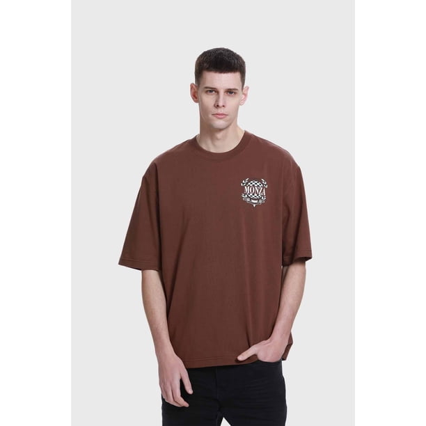 Polera Hombre Doble Print Chocolate - lll
