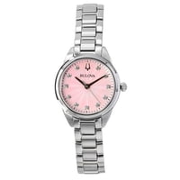 Bulova - Reloj Quartz Para Mujer Sutton Acero Inoxidable Dial Rosa Con Detalles En Diamante 96P249