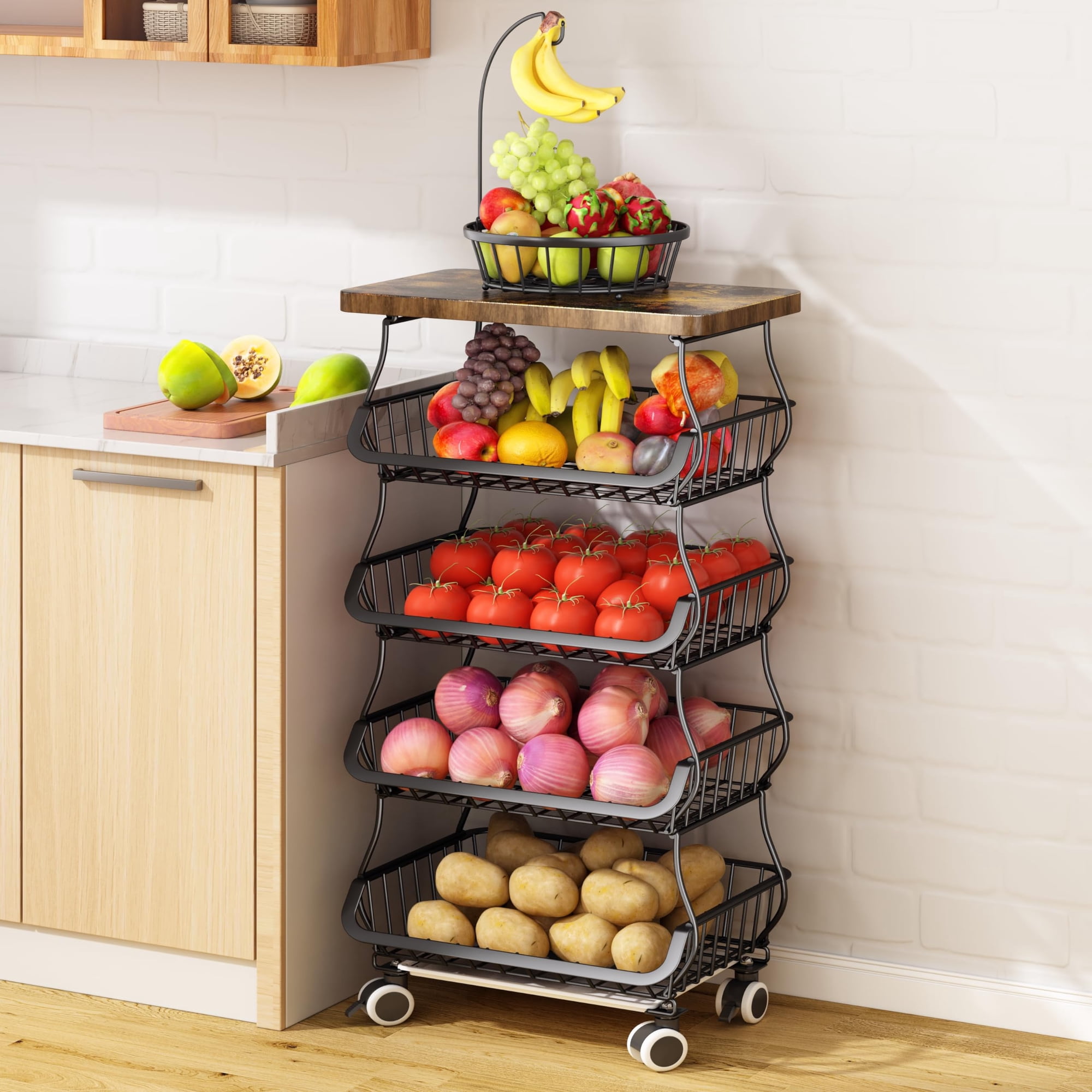 Organizadores Y Almacenamiento De Despensa De Cocina, Cesta De Frutas Sayzh