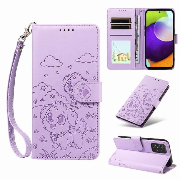 Funda Billetera FOXDOCK Compatible con Samsung Galaxy A52/A52s, Diseño Perrito Tierno, Ranuras para Tarjetas y Soporte Plegable