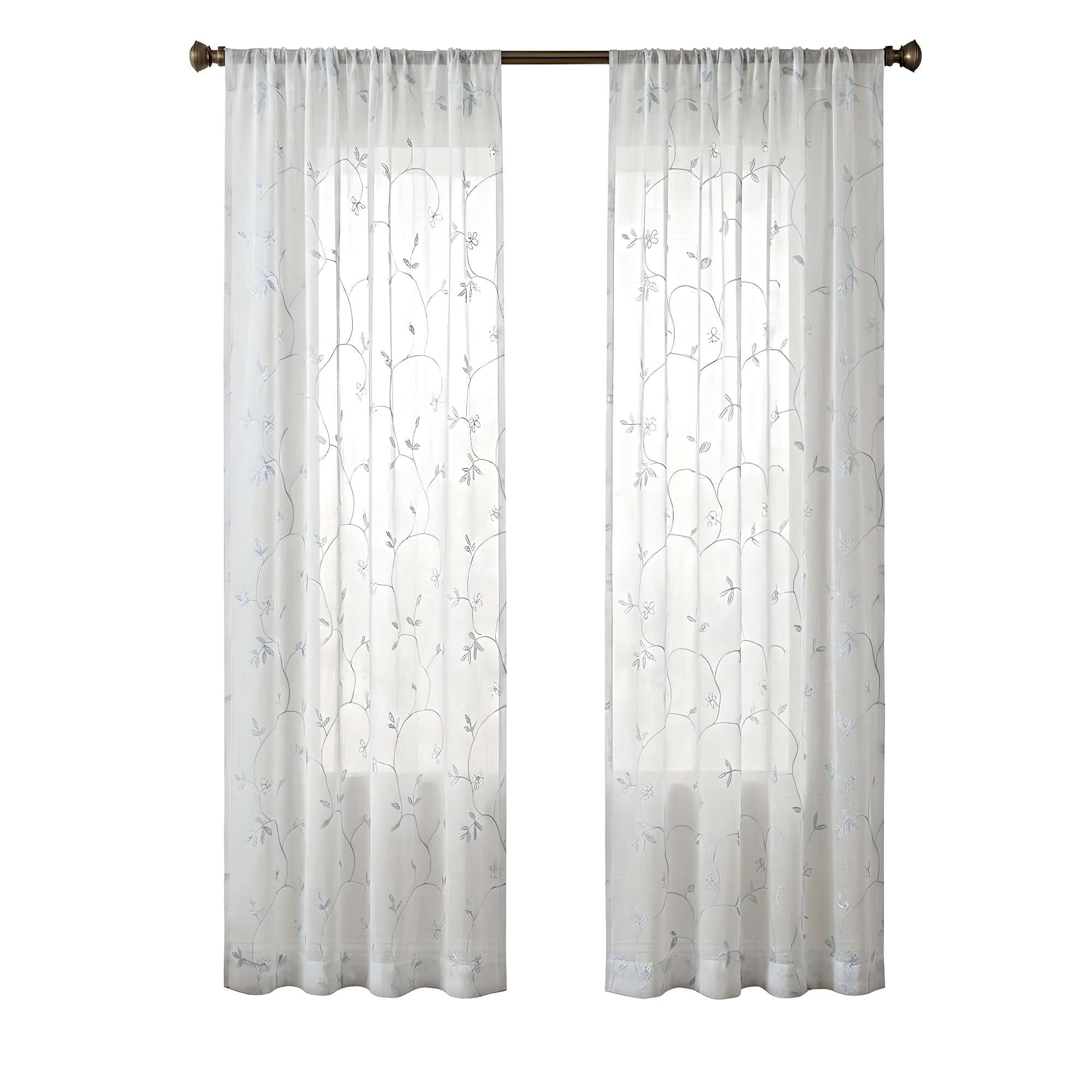 Genérico - Pack De 2 Cortinas Tipo Visillo Con Bordado De Alta Definición 06