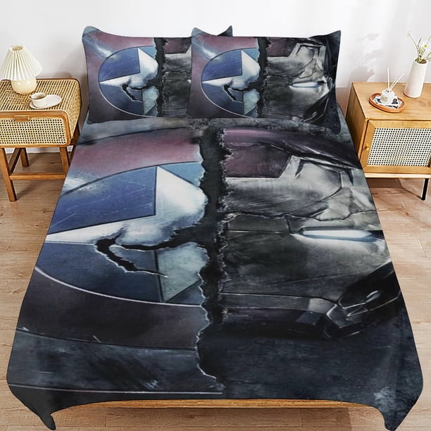Iron Man Bedding Sets Ultra Soft Skin-Friendly Duvet Cover 3 Piece, Cute Comforter Cover Bed Set for Boys Girls Kids