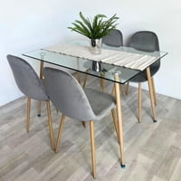Pandalino - Comedor Minimalista | Mesa Vidrio 120X80 + 4 Sillas Isy Gris
