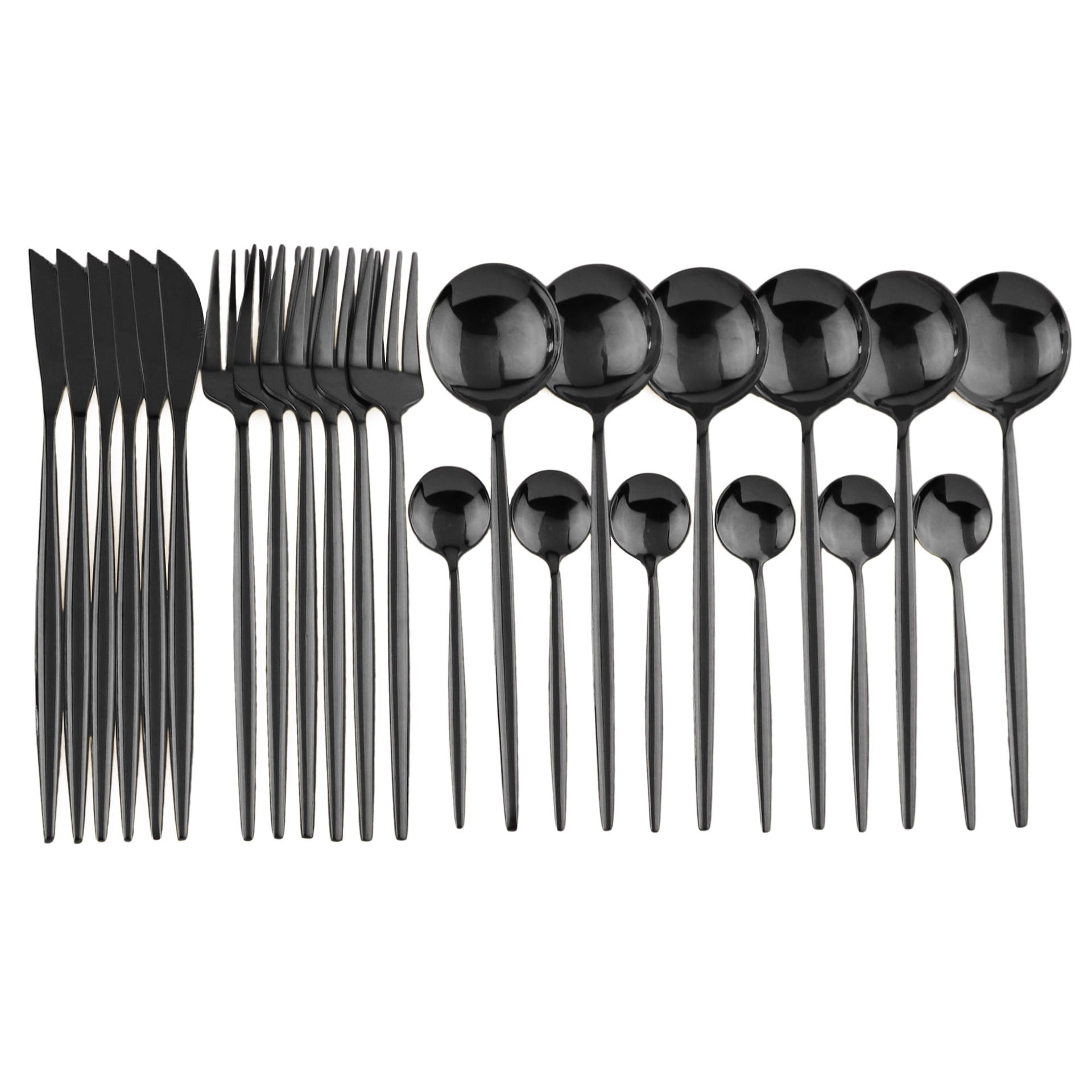 Xmhytop Juego De Cubiertos De Cocina De 24 Piezas, Inoxidable, Color Negro, Ideal Para Hogares Y Eventos