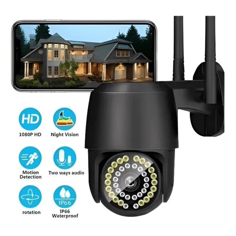 Master Prox - Cámara De Seguridad Wifi 38 Led Hd 1080P Con Alarma Color Negro