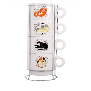 Drink & Think Catmiau - Set De Tazas Torre De Gatos