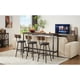 thumbnail image 2 of Long Bar Table Set with 3 PU Upholstered Bar Stools, Industrial Bar Table and Chairs for Kitchen Breakfast Table, Living Room, Banquet Hall, Rustic Brown and Black, 63″L x15.7"W x 37.5"H, 2 of 3