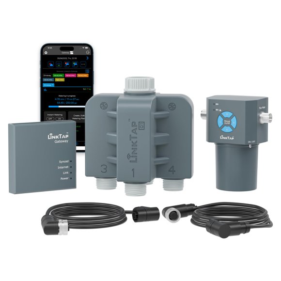 Temporizador de Agua Inalámbrico LinkTap Q1 de 4 Zonas con Gateway