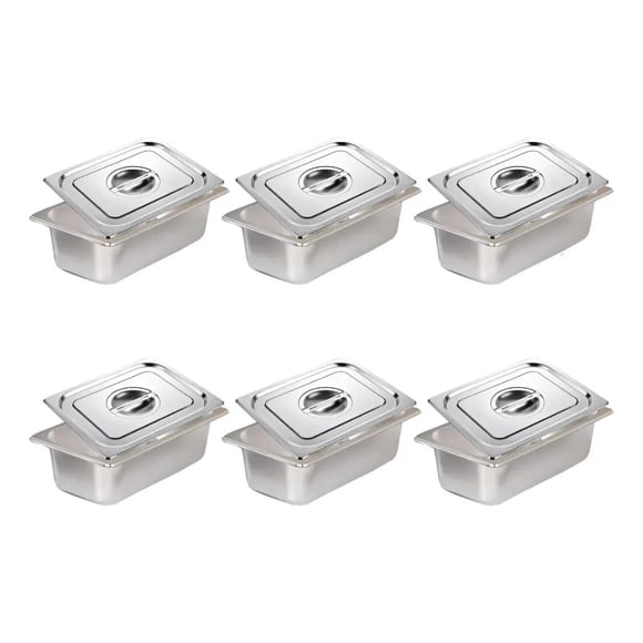 Pack 6 De Depositos Gastronómicos Con Tapa 176x108x65mm