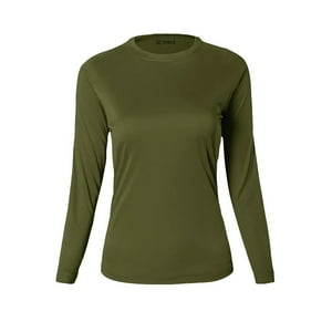 Snix - Polera Dry Fit Manga Larga Femenina Verde Musgo Talla M