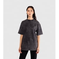 Uniforma Esenciales - Polera Oversize Minimalista Negro Washed Esencial