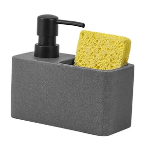 Bothyi - Dispensador De Jabón Líquido Y Soporte De Esponja Encimera Botella Con Bomba De Líquido Gris