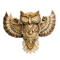 Magideal - Decoración De Pared De Búho De Madera Decoración Colgante De Figuras Rústicas Estatuas De Búho De Escultura Animal Para La Sala De Estar De La Oficina 21X16X35 Cm