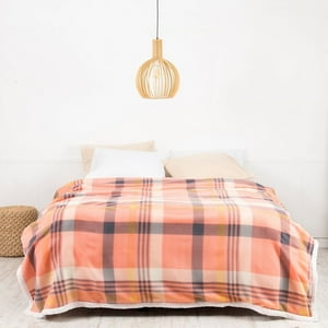 Mashini - Frazada Polar-Sherpa Estampada 2 P Tartan Coral