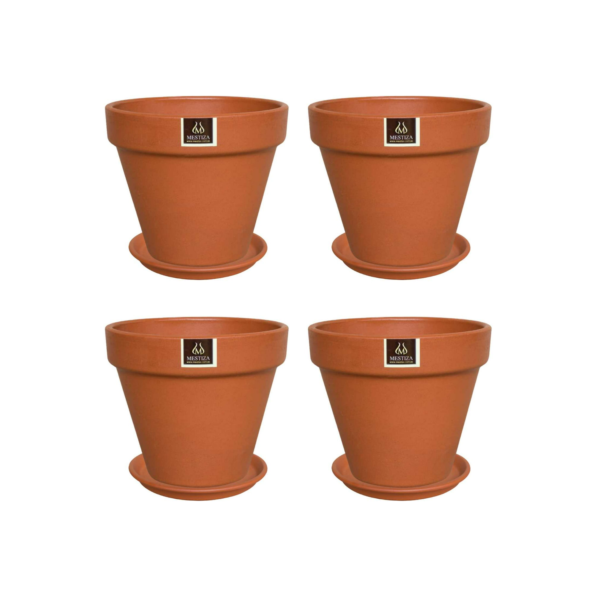 Set De 4 Maceta Kony 11Cm Terracota Y Sus Platos