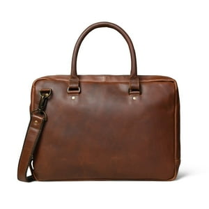 Bolso Sharo Modern Slim Laptop Satchel Marrón Oscuro