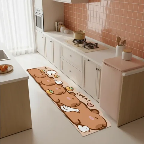 Casadeliacl - Alfombra De Cocina Antideslizantes Y Lavables Terracota Capibara