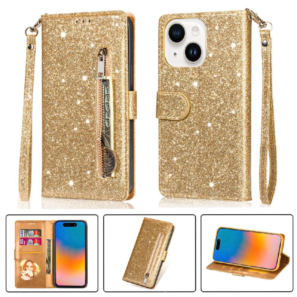 Foxdock - Funda Para Elegante Funda Iphone 15 Glitter Con Cremallera-Ideal Para El Uso Diario