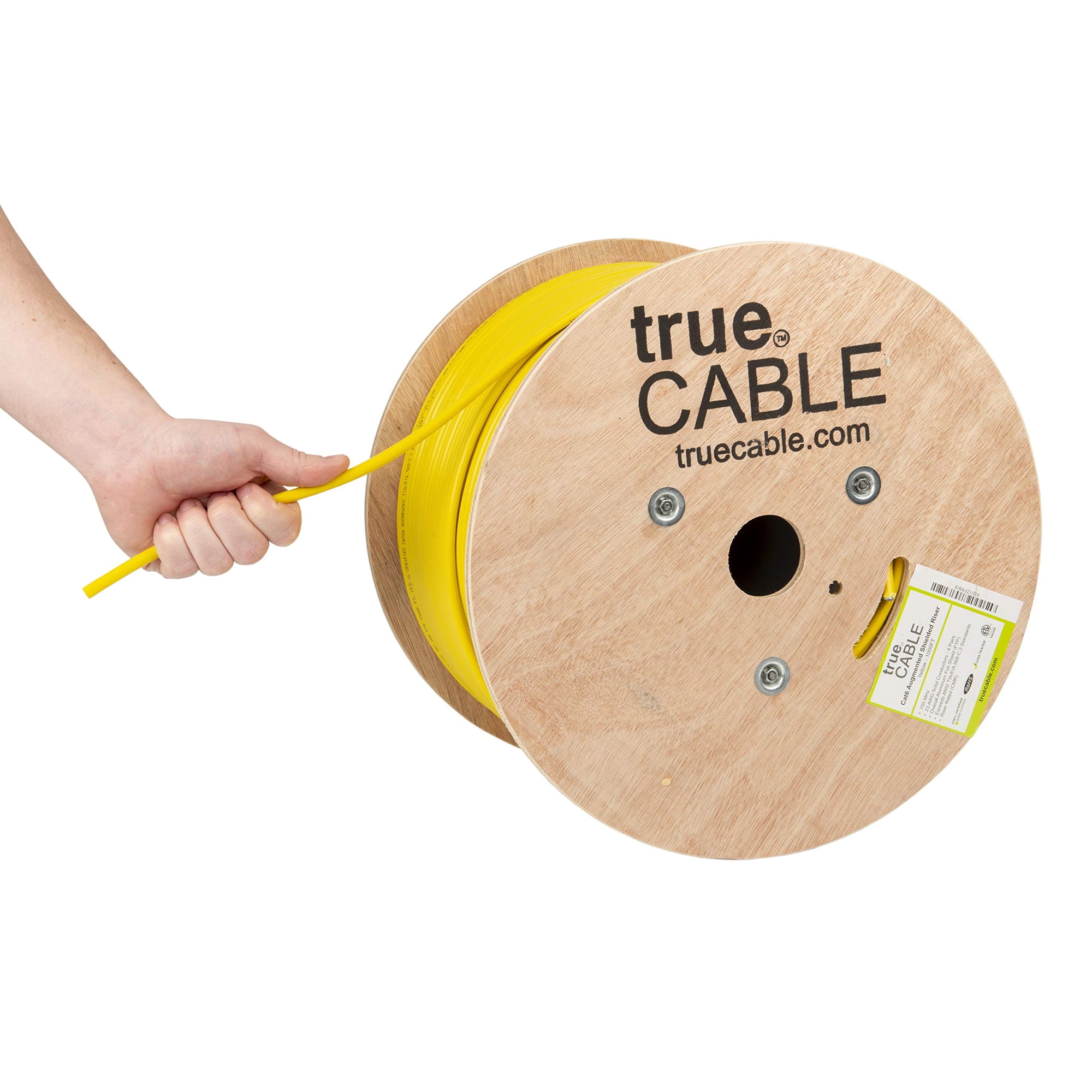 Truecable - Cable Ethernet True Cable Cat6a, Elevador Blindado De 1000 Pies, Amarillo