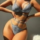 thumbnail image 1 of Romantic Floral Lace Lingerie Set, Cut Out Push Up Bra & Strappy Thong, Women's Sexy Lingerie & Underwear, 1 of 3