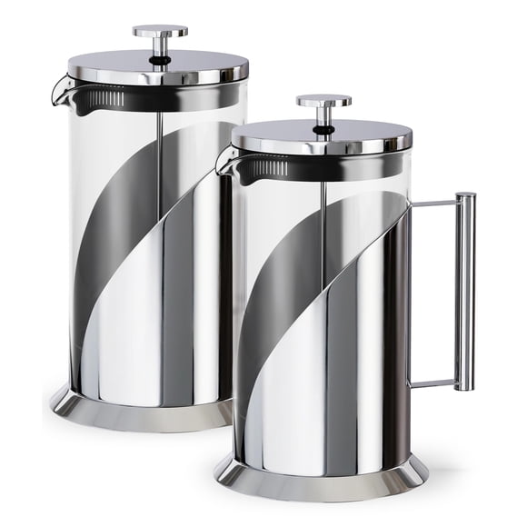 Prensa Francesa Café Du Chateau 1 L, Pack de 2, Acero Inoxidable